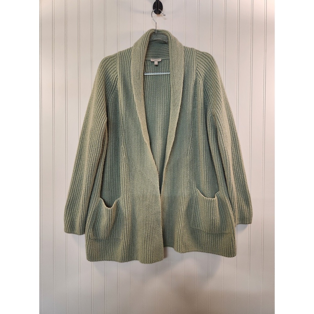 Talbots Women Mint Green Open Front Knit Sweater Size 1X Long Sleeve‎ Warm Comfy